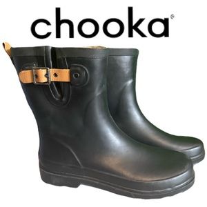 Chooka Womens 11 Top Solid Mid-Black Mid Calf Pull On Rain Boots